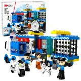 Set de Bloques de Construcción de Policía con camión y moto
