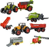 Juego de 6 dispositivos agrícolas para niños tractores y remolques