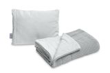 Conjunto de Cuna, Manta + Almohada Gris Tejido con Muselina
