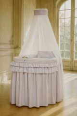 Cuna moisés de mimbre con dosel gris Little Prince & Princess – vista frontal