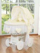 Capazo de Mimbre Blanco con Dosel Amelie + Ropa de Cama Color Crema – MY SWEET BABY