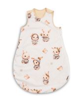 Saco de Dormir para Bebés S (45x70 cm) – Diseño Conejos Beige, Algodón Hipoalergénico con Cremallera Bidireccional