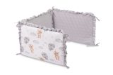 Protector de Cuna Reversible de Muselina 180x40 cm – 3 Paneles con Lazos – Teddy Grey