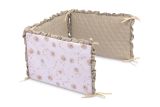 Protector de Cuna Reversible de Muselina 180x40 cm – 3 Paneles con Lazos – Dandelions Beige