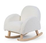 Silla Mecedora para Niños , Osito , color blanco y natural
