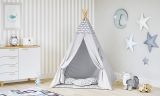 Tipi Tienda Infantil Grande De Juego para Jardin O Interior De Madera Y Lona Nubes Grises