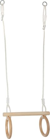 Trapecio con anillos de gimnasia de madera