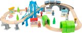 Tren de madera XL con puente colgante 