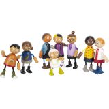 Familia de Muñecas Flexibles con Bebé - Juguete de Madera