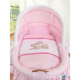 Moisés de Mimbre Teddy Bear Barnaba Rosa – Cesta Natural con Ropa de Cuna y Base de Madera - imagen 2