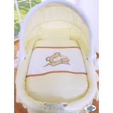 Moisés de Mimbre Teddy Bear Barnaba Crema con Capota y Ropa de Cuna – Extra Grande desde arriba