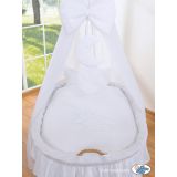 Cuna moisés de mimbre natural con dosel blanco Good Night – vista frontal