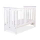 Cuna de Madera Lorenzo III 120x60 cm Blanca y Gris – Con Teething Rail, 3 Alturas y Barrotes Extraíbles