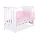Cuna de Madera Lorenzo III 120x60 cm Blanca y Rosa – Con Teething Rail, Barrotes Extraíbles y 3 Alturas - imagen 11