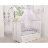 Cuna de Madera Lorenzo III 120x60 cm Blanca y Gris – Con Teething Rail, 3 Alturas y Barrotes Extraíbles - imagen 9