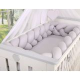 Cuna de Madera Lorenzo III 120x60 cm Blanca y Gris – Con Teething Rail, 3 Alturas y Barrotes Extraíbles - imagen 6