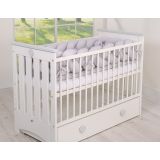 Cuna de Madera Lorenzo III 120x60 cm Blanca y Gris – Con Teething Rail, 3 Alturas y Barrotes Extraíbles - imagen 10