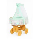 Capazo de Mimbre Natural con Dosel y Cortina Amelie + Ropa de Cama Verde Menta – MY SWEET BABY - imagen 2