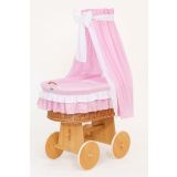 Capazo de Mimbre Natural con Dosel y Cortina Bellamy + Ropa de Cama Rosa – MY SWEET BABY - imagen 3