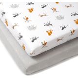 Pack 2 Sábanas Bajeras Ajustables Jungle Dream 140x70 cm para Cuna | Algodón Transpirable | Clair de Lune