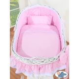 Moisés de Mimbre Carina Blanco con Ropa de Cuna Rosa – MY SWEET BABY - imagen 3