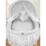 Capazo de Mimbre Blanco con Dosel Amelie + Ropa de Cama Gris – MY SWEET BABY visto desde arriba