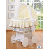 Moisés de Mimbre Teddy Bear Barnaba Crema con Capota y Ropa de Cuna – Extra Grande vista frontal