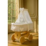 Capazo de Mimbre Natural con Dosel y Cortina Amelie + Ropa de Cama Blanca – MY SWEET BABY - imagen 4