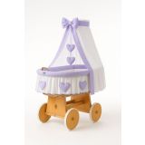Capazo de Mimbre Natural con Dosel y Cortina Amelie + Ropa de Cama Lila – MY SWEET BABY - imagen 4