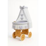 Capazo de Mimbre Natural con Dosel y Cortina Amelie + Ropa de Cama Gris – MY SWEET BABY - imagen 3