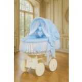 Capazo de Mimbre Blanco con Dosel Amelie + Ropa de Cama Azul – MY SWEET BABY - imagen 5