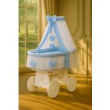 Capazo de Mimbre Blanco con Dosel y Cortina Amelie + Ropa de Cama Azul – MY SWEET BABY