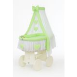 Capazo de Mimbre Blanco con Dosel y Cortina Amelie + Ropa de Cama Verde – MY SWEET BABY - imagen 3