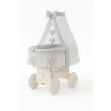 Capazo de Mimbre Blanco con Dosel y Cortina Amelie + Ropa de Cama Gris – MY SWEET BABY - imagen 2