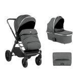 Carrito de bebé 2 en 1 con capazo Tiffany en gris oscuro, perfecto para paseos con recién nacidos y su comodidad.