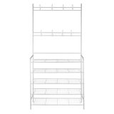 Mueble zapatero metálico blanco con percheros