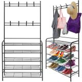 Mueble zapatero metálico negro con perchero - imagen 22