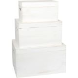 Baúl de madera blanco , set 3 unidades