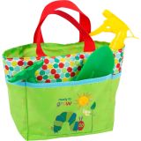 bolso y herramientas de la oruga glotona