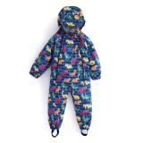 Buzo impermeable para bebés y niños con estampado de dinosaurios, ideal para días de lluvia y juegos al aire libre.