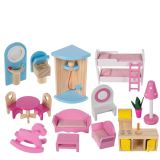 Casa de muñecas de madera Villa con Piscina - imagen 3