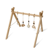 Gimnasio de Madera para Bebé con Alfombra Orgánica Acolchada 100x100 cm – Set Montessori Clair de Lune