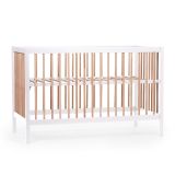 Cuna de madera 60 x 120 cm en color Blanco y Natural , Childhome