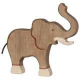 Figura de madera Elefante con la trompa Levantada Holztiger - imagen 2