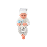 Muñeca Bebé con Ropa de Rayas Blancas y Grises, Chupete y Manta – 35 cm - imagen 3