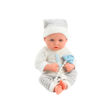 Muñeca Bebé con Ropa de Rayas Blancas y Grises, Chupete y Manta – 35 cm - imagen 4