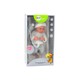 Muñeca Bebé con Ropa de Rayas Blancas y Grises, Chupete y Manta – 35 cm - imagen 5