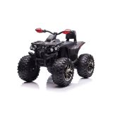 Quad eléctrico infantil QLS-3288 negro de 12V, 4 motores y luces LED, ideal para aventuras al aire libre con niños.