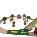 Tren de Madera Infantil con Circuito de 3,2 m – Set de 57 Piezas con Grúa, Animales y Vehículos - imagen 4