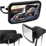 Espejo vigilabebés negro para asiento trasero de coche